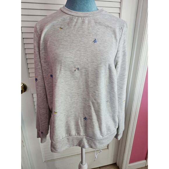 Gloria Vanderbilt‎ embroidered Gray Womens Floral Sweatshirt Small S - Picture 1 of 3